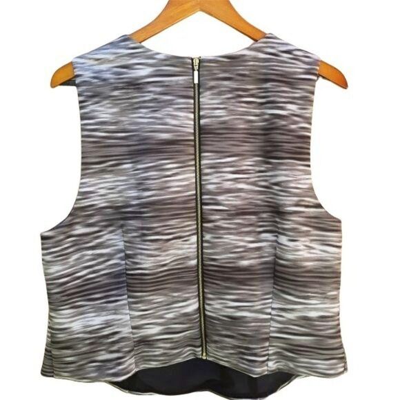 Ashley Graham Top Scuba Crop Tank Sleeveless Ombre Striped Black Sz 16W - Picture 4 of 11